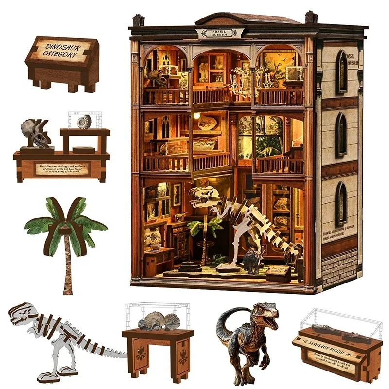 Diy Wooden Book Nook Kit Shelf Insert - Kit Rak Buku DIY, Miniatur Rumah