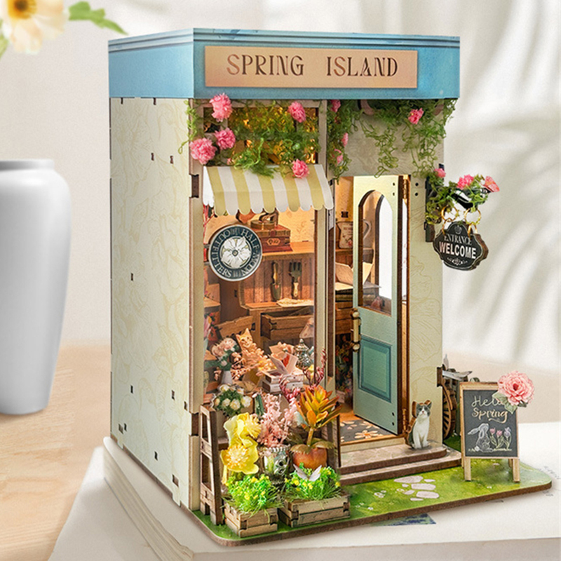 DIY Kayu Musim Semi Pulau Bung - Diy Wooden Book Nook Kit Shelf Insert ulasan dan harga