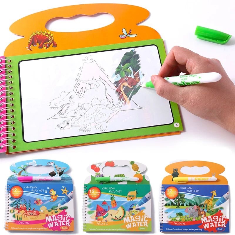 Buku Lukisan Air Ajaib Anak-an - Reusable Water Magic Coloring Book ulasan dan harga