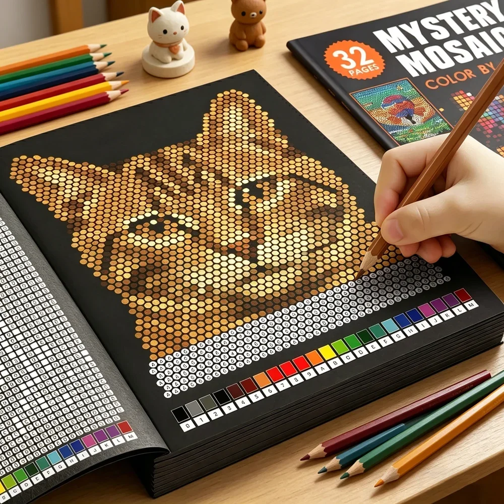 Buku Mewarnai Mosaik Misterius - Adult Coloring Book Stress Relief ulasan dan harga