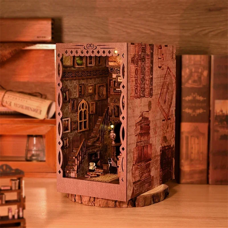 Rak Buku Miniatur DIY dari Kay - Diy Wooden Book Nook Kit Shelf Insert ulasan dan harga