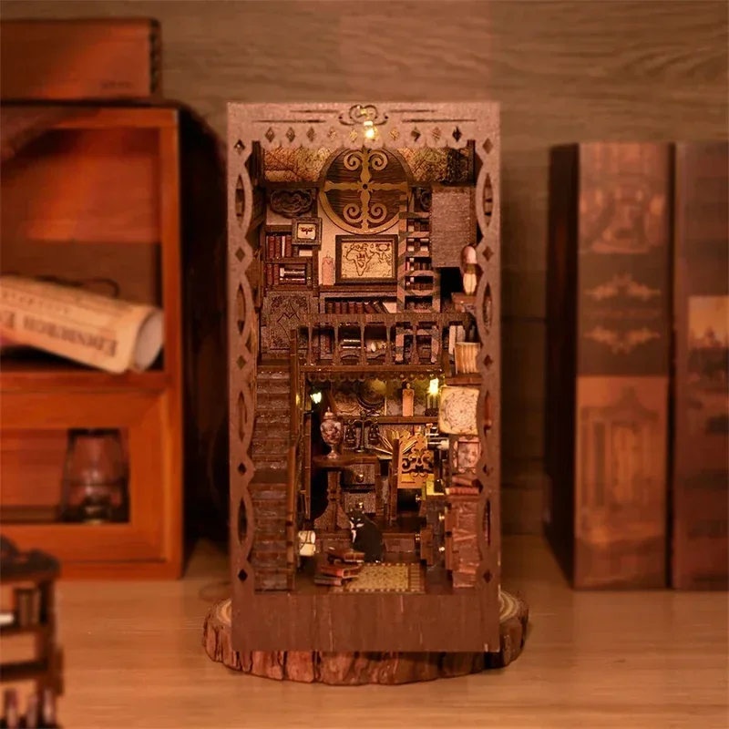 Rak Buku Miniatur DIY dari Kay - Diy Wooden Book Nook Kit Shelf Insert ulasan dan harga