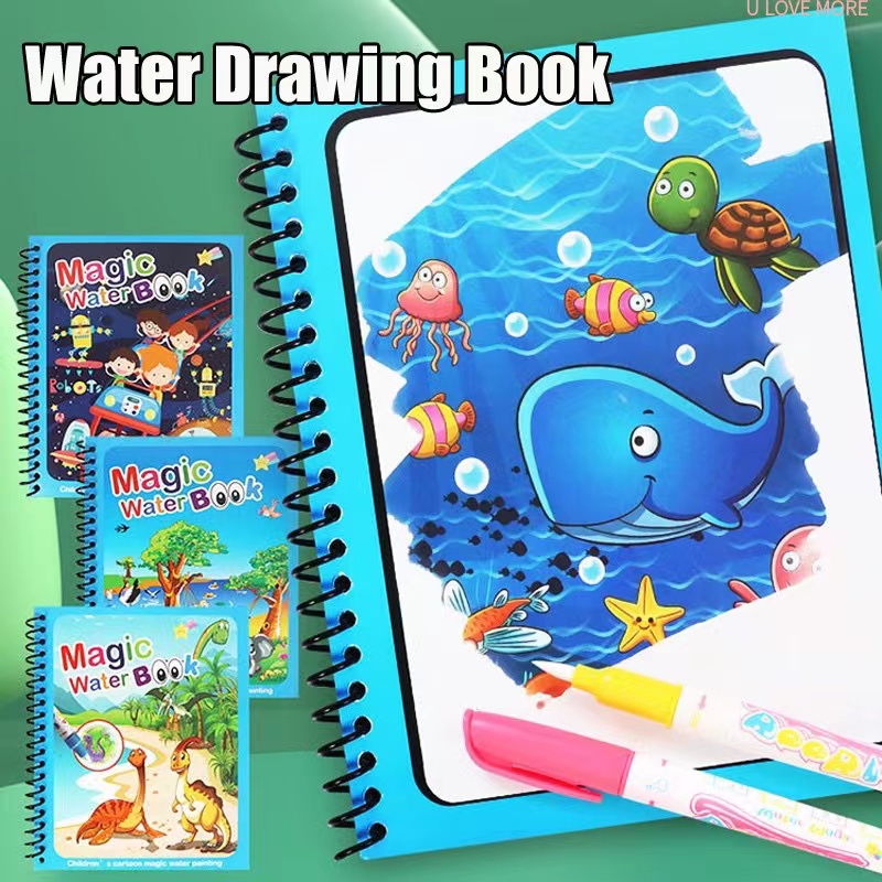 1 buah buku ajaib gambar air m - Reusable Water Magic Coloring Book ulasan dan harga