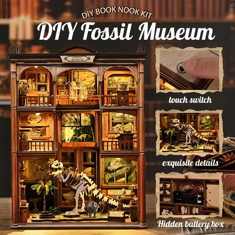 Kit Rak Buku DIY, Miniatur Rum - Diy Wooden Book Nook Kit Shelf Insert ulasan dan harga