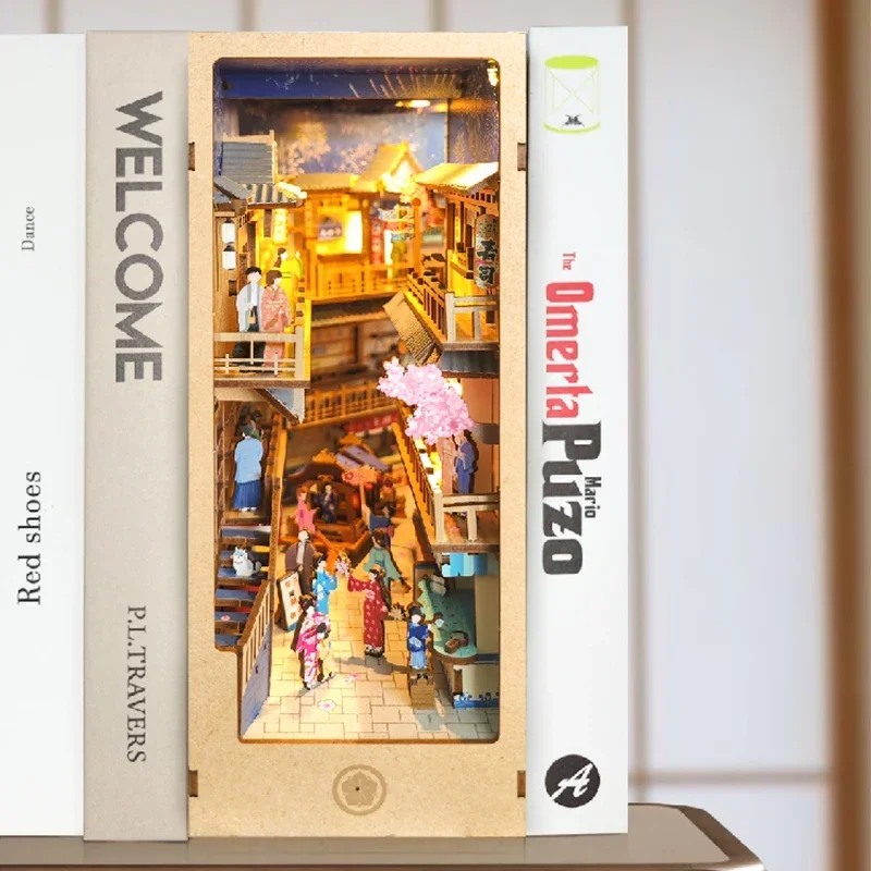 Rak Buku Miniatur Kayu Retro J - Diy Wooden Book Nook Kit Shelf Insert ulasan dan harga